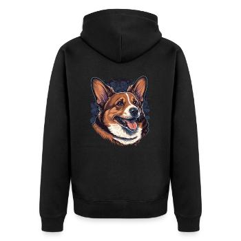Corgi brun joyeux - Veste à capuche bio Premium Unisexe - noir - Dos - Nico (187cm)