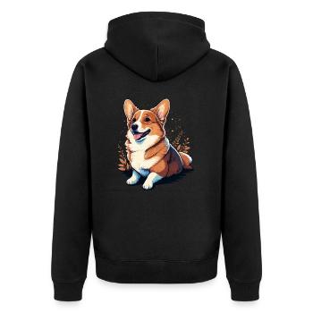 Adorable Looking Corgi - Unisex Premium Organic Zip Hoodie - black - Back - Nico (187cm)