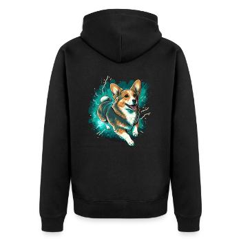 Exécution de Corgi - Veste à capuche bio Premium Unisexe - noir - Dos - Nico (187cm)