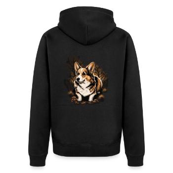 Into the woods Corgi - Unisex Premium Organic Zip Hoodie - black - Back - Nico (187cm)