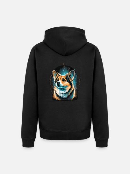 Glowing Corgi - Unisex Premium Organic Zip Hoodie - black