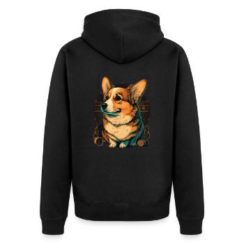 Petit Corgi de charme - Veste à capuche bio Premium Unisexe - noir - Dos - Nico (187cm)