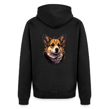 Formal Post Corgi - Unisex Premium Organic Zip Hoodie - black - Back - Nico (187cm)