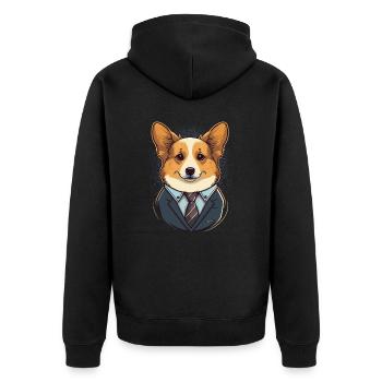 Cute Corgi Illustration - Unisex Premium Organic Zip Hoodie - black - Back - Nico (187cm)