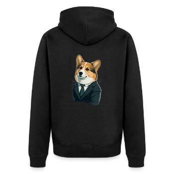 Gutes Haustier Corgi - Unisex Premium Bio Zip Hoodie - Schwarz - Hinten - Nico (187cm)