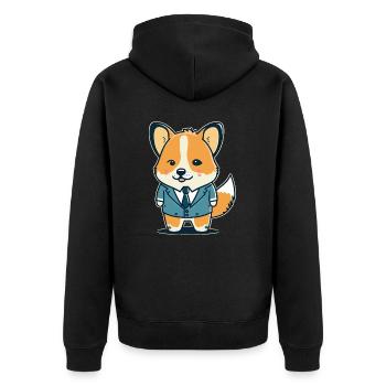 Cartoon Corgi Hund - Unisex Premium Bio Zip Hoodie - Schwarz - Hinten - Nico (187cm)