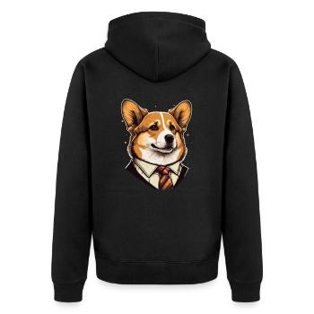 Formal Corgi Illustration - Unisex Premium Organic Zip Hoodie - black - Back - Nico (187cm)