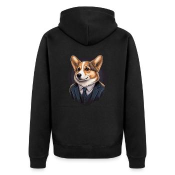 Perfect Pet Corgi Dog - Unisex Premium Organic Zip Hoodie - black - Back - Nico (187cm)