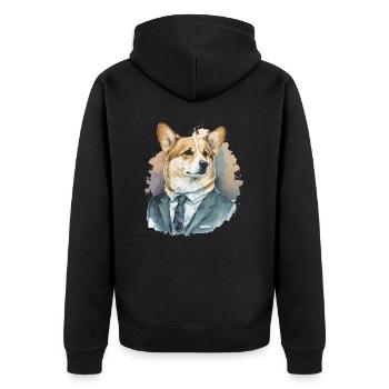 Corgi bon sens du style - Veste à capuche bio Premium Unisexe - noir - Dos - Nico (187cm)