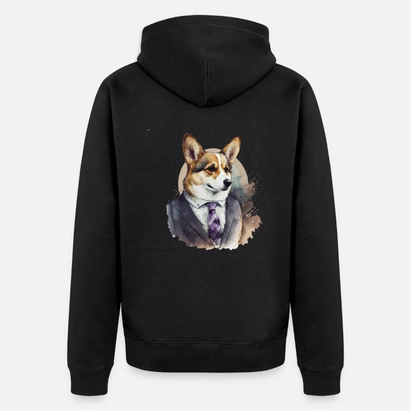 Corgi élégant - Veste à capuche bio Premium Unisexe - noir