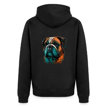 Disappointed Bulldog - Unisex Premium Organic Zip Hoodie - black - Back - Nico (187cm)