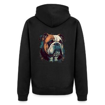 Bulldog Head Illustration - Unisex Premium Organic Zip Hoodie - black - Back - Nico (187cm)