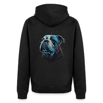 Denkende Bulldogge - Unisex Premium Bio Zip Hoodie - Schwarz - Hinten - Nico (187cm)