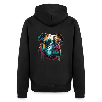 Party Bulldogge - Unisex Premium Bio Zip Hoodie - Schwarz - Hinten - Nico (187cm)