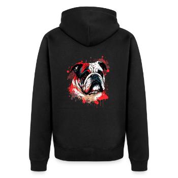 Red Bulldog Kunst - Unisex Premium Bio Zip Hoodie - Schwarz - Hinten - Nico (187cm)