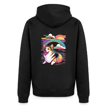Corgi coloré - Veste à capuche bio Premium Unisexe - noir - Dos - Nico (187cm)