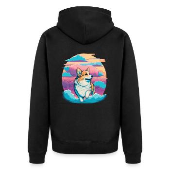 Jour Corgi - Veste à capuche bio Premium Unisexe - noir - Dos - Nico (187cm)