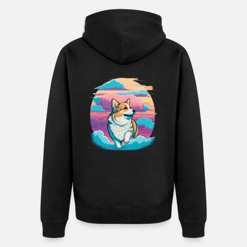 Jour Corgi - Veste à capuche bio Premium Unisexe - noir
