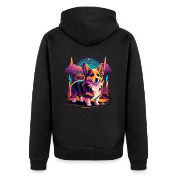 Brave Looks Style Corgi - Unisex Premium Organic Zip Hoodie - black - Back - Nico (187cm)