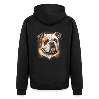 Bouledogue vintage - Veste à capuche bio Premium Unisexe - noir - Dos - Nico (187cm)