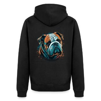 Schüchterne Bulldogge - Unisex Premium Bio Zip Hoodie - Schwarz - Hinten - Nico (187cm)