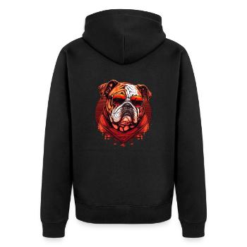Bulldogge mit Sonnenbrille - Unisex Premium Bio Zip Hoodie - Schwarz - Hinten - Nico (187cm)
