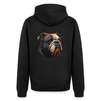 Süße braune Haustier-Bulldogge - Unisex Premium Bio Zip Hoodie - Schwarz - Hinten - Nico (187cm)