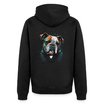 Bouledogue à l’allure intelligente - Veste à capuche bio Premium Unisexe - noir - Dos - Nico (187cm)