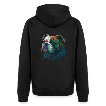 Bemalte Bulldogge - Unisex Premium Bio Zip Hoodie - Schwarz - Hinten - Nico (187cm)