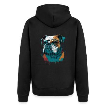 Wise Bulldog Haustier - Unisex Premium Bio Zip Hoodie - Schwarz - Hinten - Nico (187cm)