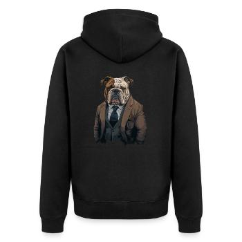 Brave Bulldog - Unisex Premium Organic Zip Hoodie - black - Back - Nico (187cm)