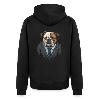 Stress looking Bulldog - Unisex Premium Organic Zip Hoodie - black - Back - Nico (187cm)