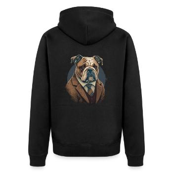 Behave Looking Bulldog - Unisex Premium Organic Zip Hoodie - black - Back - Nico (187cm)