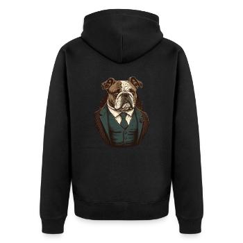 Braune Bulldogge - Unisex Premium Bio Zip Hoodie - Schwarz - Hinten - Nico (187cm)