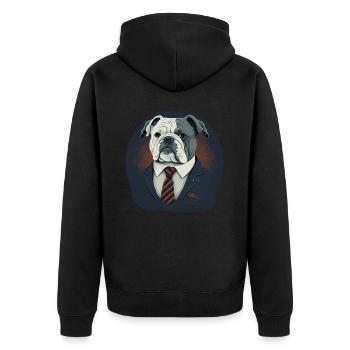 Polizist sieht Bulldogge aus - Unisex Premium Bio Zip Hoodie - Schwarz - Hinten - Nico (187cm)