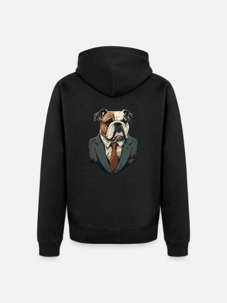 Veretan Looking Bulldog - Unisex Premium Organic Zip Hoodie - black