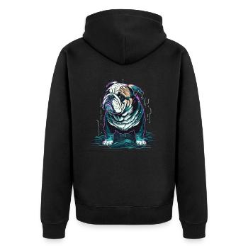 Kleine Bulldogge - Unisex Premium Bio Zip Hoodie - Schwarz - Hinten - Nico (187cm)
