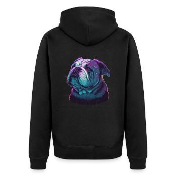 Dark Aged Bulldog - Unisex Premium Organic Zip Hoodie - black - Back - Nico (187cm)
