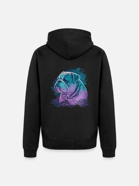 Bulldog Head Illustration - Unisex Premium Organic Zip Hoodie - black