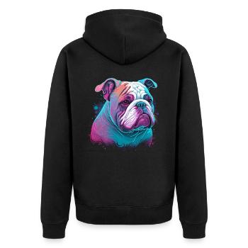 Innocent Face Bulldog - Unisex Premium Organic Zip Hoodie - black - Back - Nico (187cm)