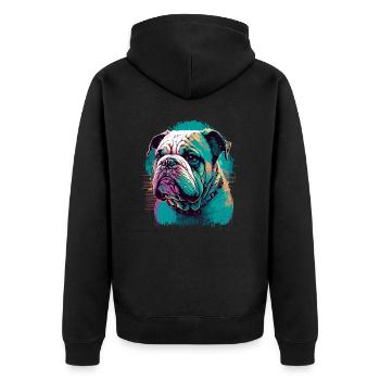 Bouledogue Art Vert - Veste à capuche bio Premium Unisexe - noir - Dos - Nico (187cm)