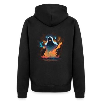 Fantôme d’Halloween - Veste à capuche bio Premium Unisexe - noir - Dos - Nico (187cm)