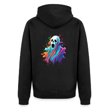 Fantôme coloré - Veste à capuche bio Premium Unisexe - noir - Dos - Nico (187cm)