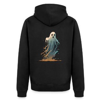 Halloween Ghost - Unisex Premium Organic Zip Hoodie - black - Back - Nico (187cm)