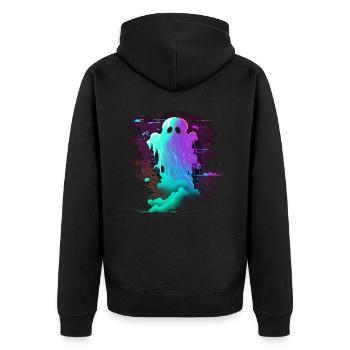Ghost in the Fogs - Unisex Premium Organic Zip Hoodie - black - Back - Nico (187cm)