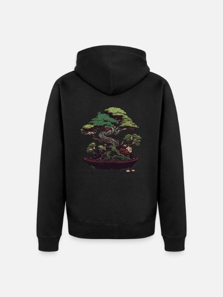 Lovely Bonsai Tree - Unisex Premium Organic Zip Hoodie - black