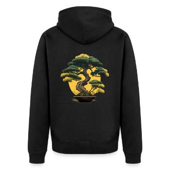 Greeny Bonsai Tree - Unisex Premium Organic Zip Hoodie - black - Back - Nico (187cm)