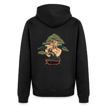 Bonsai Wunder - Unisex Premium Bio Zip Hoodie - Schwarz - Hinten - Nico (187cm)