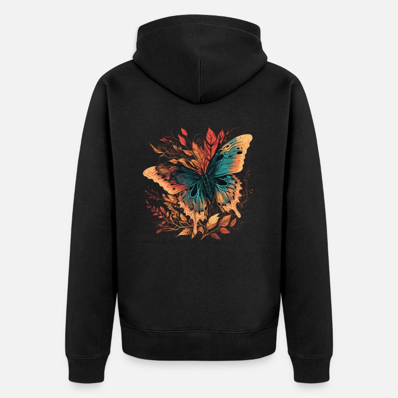 Illustration de papillon - Veste à capuche bio Premium Unisexe - noir