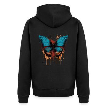 Painted Butterfly - Unisex Premium Organic Zip Hoodie - black - Back - Nico (187cm)